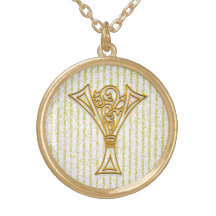 Collier initial de "rayure de Pin d'or" de monogra
