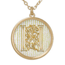 Collier initial de "rayure de Pin d'or" de monogra