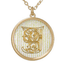 Collier initial de "rayure de Pin d'or" de monogra