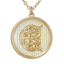 Collier initial de "rayure de Pin d'or" de monogra