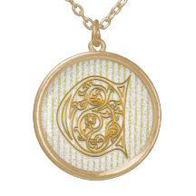 Collier initial de "rayure de Pin d'or" de monogra