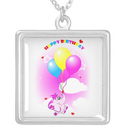 Collier mignon de joyeux anniversaire d'éléphant r