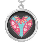 Collier pendant argenté de coeur