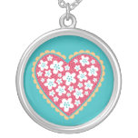 Collier pendant argenté de coeur