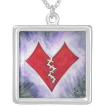Collier piqué de carré de coeur
