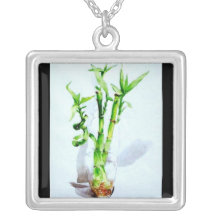 Collier rectangulaire en bambou chanceux