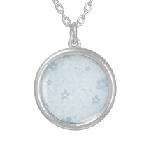 Collier rond floral - bleu
