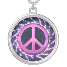 Collier rose de signe de paix de cierge magique