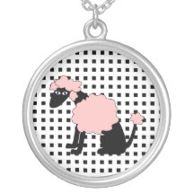 Collier rose français du caniche rétros 1960