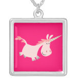 Collier rose mignon de licorne de bande dessinée colliers