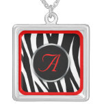 Collier rouge de monogramme d'impression chic de z
