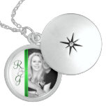 Collier vert de noces d'argent de monogramme