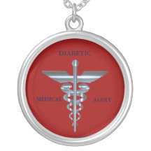 Collier vigilant médical diabétique de caducée