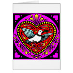 Colombe avec des coeurs cartes