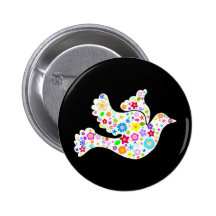 Colombe blanche des fleurs badges