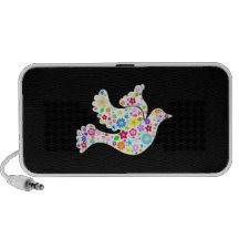 Colombe blanche des fleurs haut-parleurs iPod