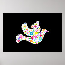 Colombe blanche des fleurs posters
