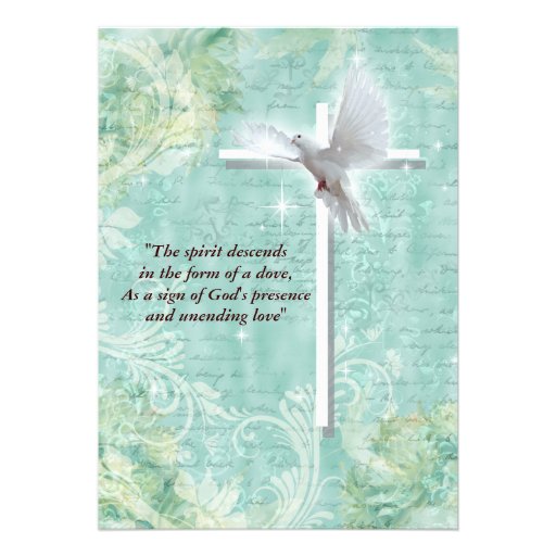 Colombe religieuse de confirmation carton d'invitation 12,7 cm x 17,78