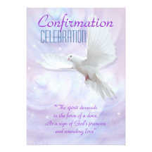 Colombe religieuse de confirmation cartons d'invitation personnalisés