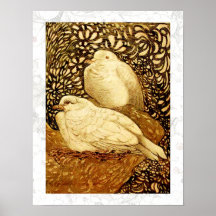 COLOMBES BLANCHES EN SÉPIA DE BROWN AFFICHES