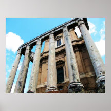Colonnes romaines avec l'AFFICHE de temple