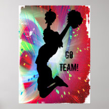 Colorburst circulaire avec le pom-pom girl posters
