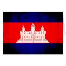 Colorful Contrast Cambodian Flag Cards