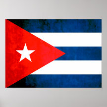 Colorful Contrast Cuban Flag Posters