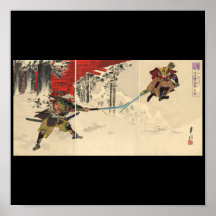 Combat de samouraïs dans la neige circa 1890 posters