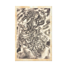 Combat japonais vintage classique frais de samoura toile tendue sur châssis