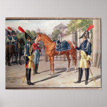 Commandez et garde de la garde royale en 1826 affiche