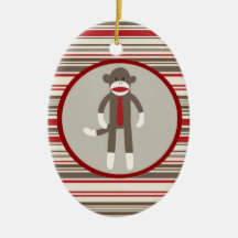 Comme un singe de chaussette de patron avec la cra ornements de noël