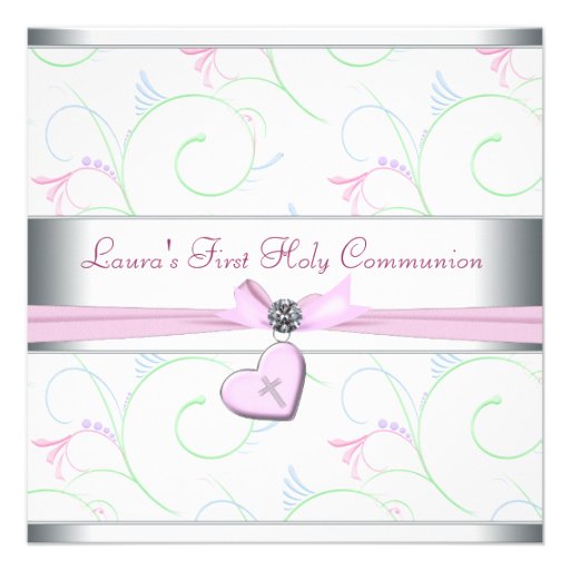 Communion de coeur de lavande première de croix ro cartons d'invitation