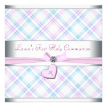 Communion de coeur de lavande première de croix ro invitations personnalisées