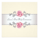 Communion de filles de rose de rose première invitations