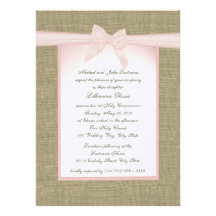 Communion de rose d'arc de toile de jute cartons d'invitation personnalisés