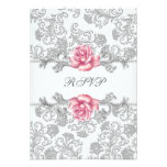 Communion RSVP de filles de rose de rose de damass Bristol Personnalisé