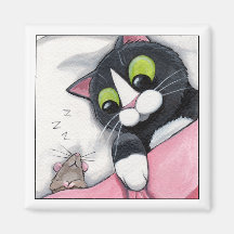 Compagnon somnolent - aimant de chat