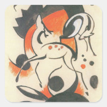 Composition avec deux cerfs communs par Franz Marc Autocollant
