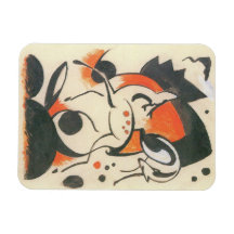 Composition avec deux cerfs communs par Franz Marc Magnet Souple