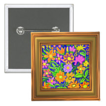 Composition florale peinte (frontière d'effet de c badge avec épingle