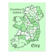 Comtés de carte de l'Irlande Carte Postale
