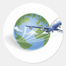 Concept de globe d'avion adhésifs ronds