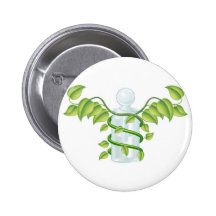 Concept naturel de bouteille de caducée pin's