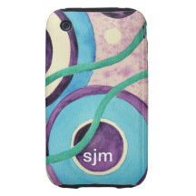 Conception abstraite de bleus et de mauves coques iPhone 3 tough 