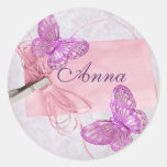 Conception assez rose personnalisable de papillon autocollants