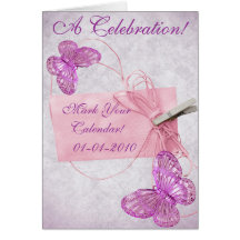 Conception assez rose personnalisable de papillon cartes