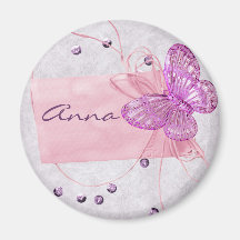 Conception assez rose personnalisable de papillon aimant pour réfrigérateur