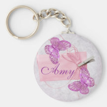 Conception assez rose personnalisable de papillon porte-clefs
