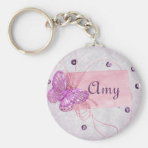 Conception assez rose personnalisable de papillon porte-clefs